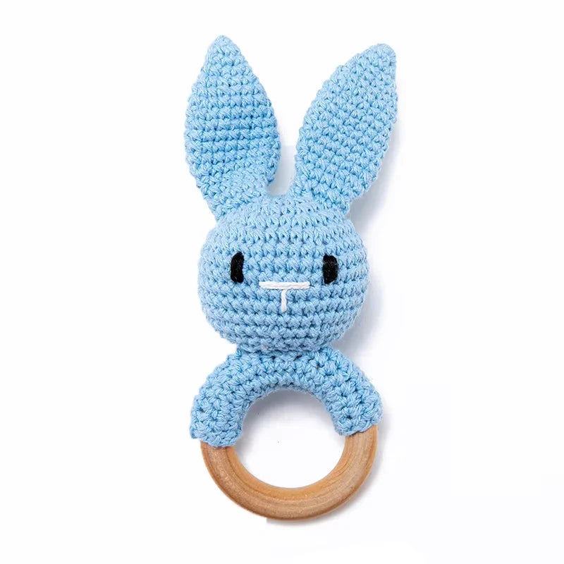 Crochet Baby Rattle Bunny Teether Newborn Sensory Toys
