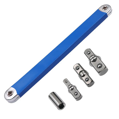 Two-Way Impact Socket Ratchet Vehicle Hand Device 2026 – Travel-Friendly Offset Extension Wrench 4-Adapter Kit