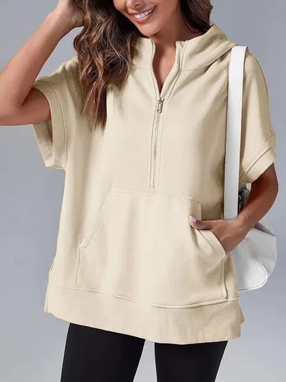 Light Women's Short Sleeve Hoodie - Oversized Knit
