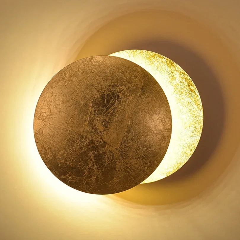 Wall2026 Edition Sconce Light Round Eclipse Contemporary Wall Lamp Iron Construction Ambient Bedside Decor Fall