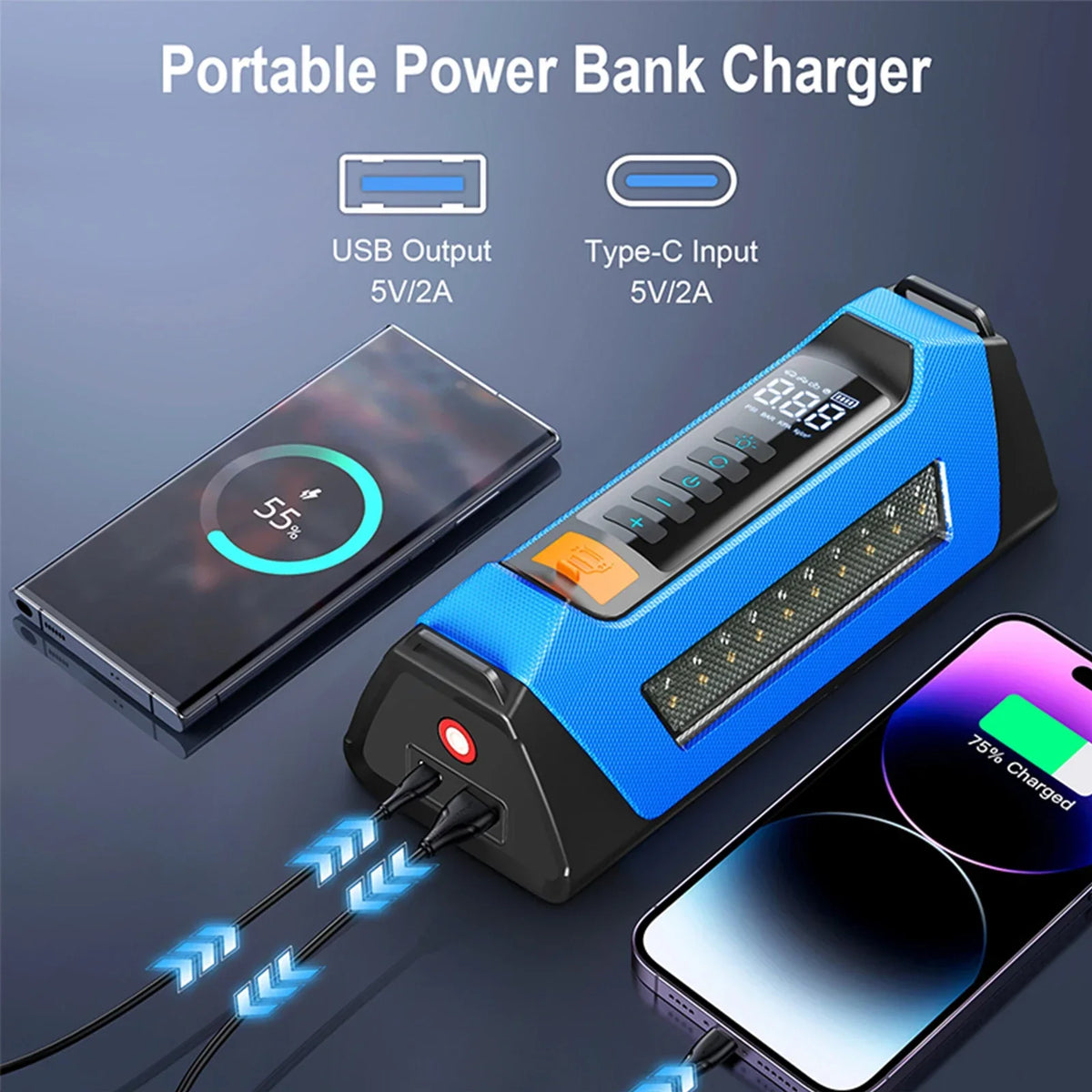 Car2025 Edition Jump Starter Travel-Friendly Power Bank 12V With Air Compressor 6000A Peak Emergency Start 180 PSI Fall