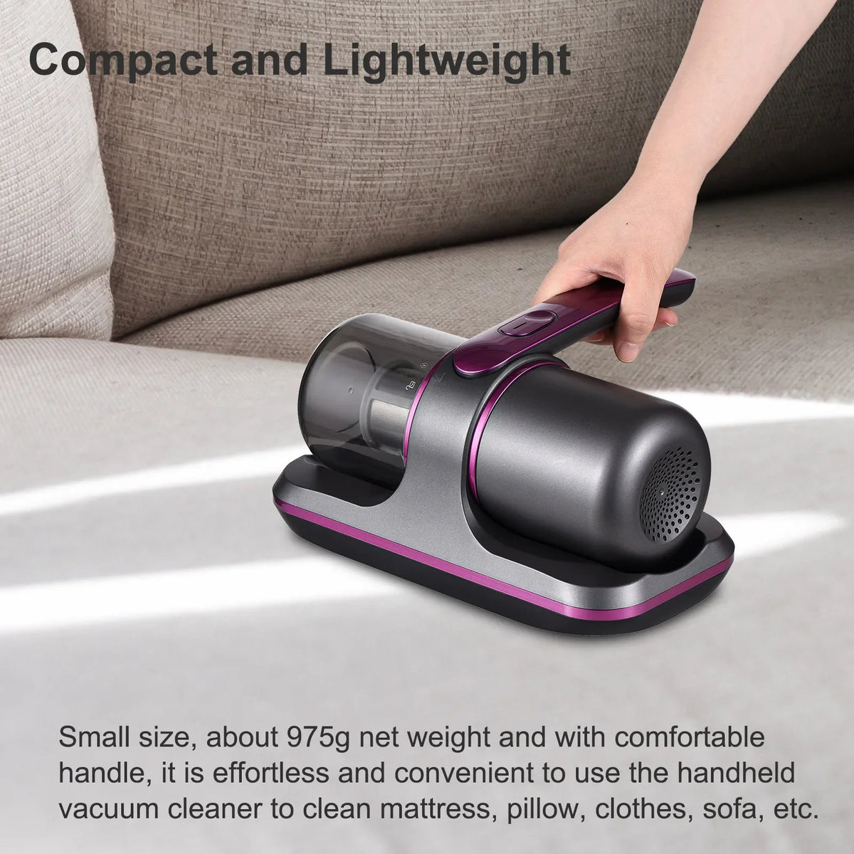 Travel-Friendly Mattress Vacuum Cleaner 100W Cordless UV Bed Cleaner 8000Pa Strong Suction