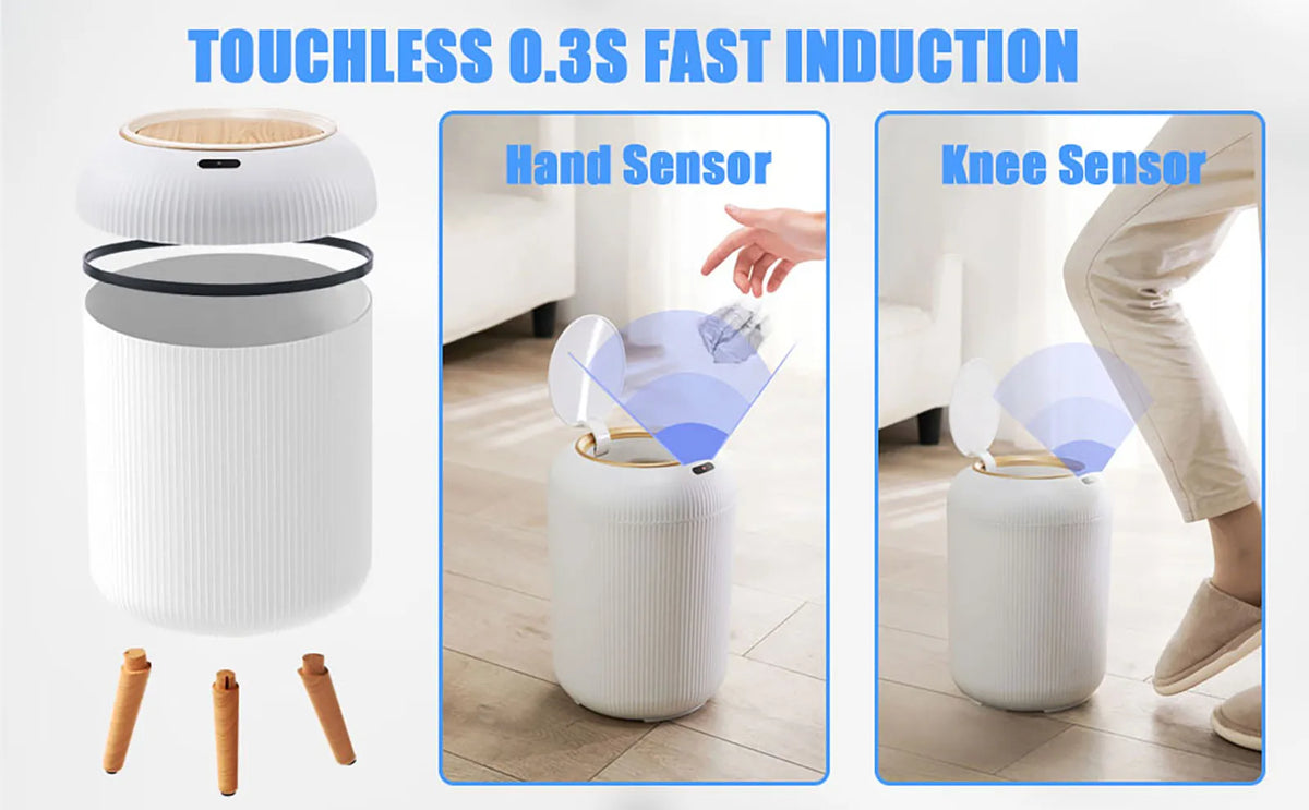 Motion Sensor Trash Can Compact Plastic Smart Bin Hands Free