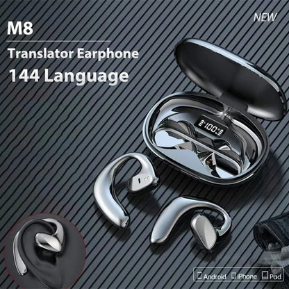 Translator M8 Earbuds - 144 Language Two-Way Device, 97% Accuracy, Music & Calling Support