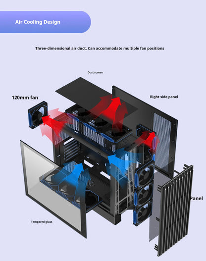 Case PC Glass Side ATX M ATX ITX Support 360mm Radiator
