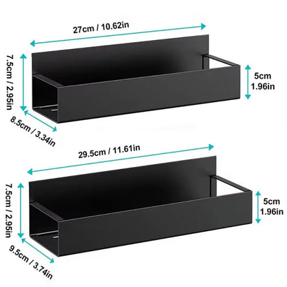 Magnetic Spice Storage Rack - Household Organizers for Refrigerator, Black Iron Kitchen Shelf