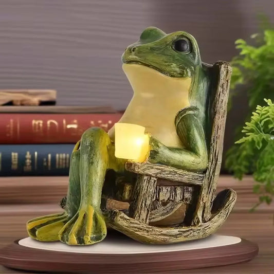 Indoor Outdoor Decorative Ornament Gift 2026 – Solar Powered Mini Frog Garden Statue with LED Light