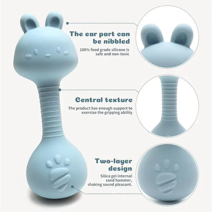 Rabbit Silicone Teether Rattle Newborn Sensory Toys