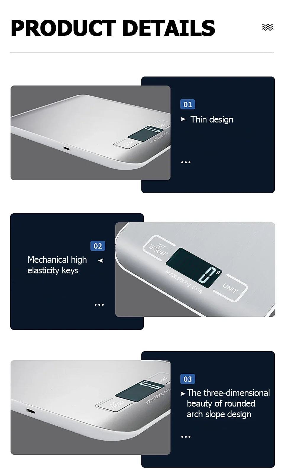 Kitchen Digital Scale Stainless Steel LCD Baking Scale