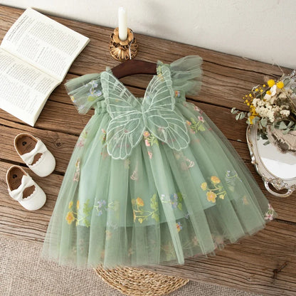 classic knee-length floral mesh overlay, mesh, for wedding – Light girls' dress