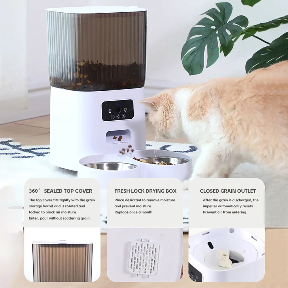 Double 5L Bowls Smart Automatic Cat Feeder With Camera