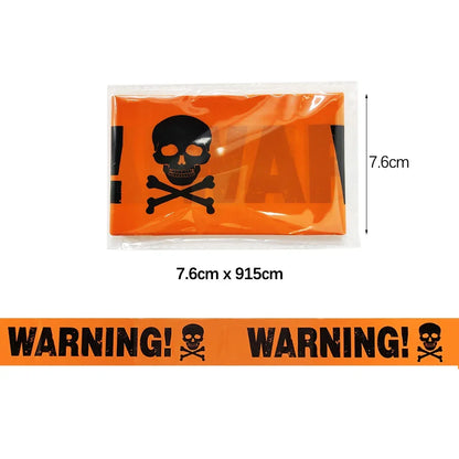 Halloween Warning Tape Spooky Party Decoration Banner Kit Halloween 2025 Decor Simple Hang Window Prop