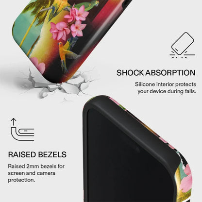 Ocean Tropical Double-Layer iPhone Case - PC TPU Cartoon Design Washable Cover for iPhone 11 to 17