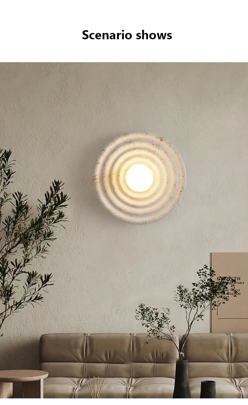 Wabi Japandi Sabi Round Wall Sconce Japanese Minimal LED Light