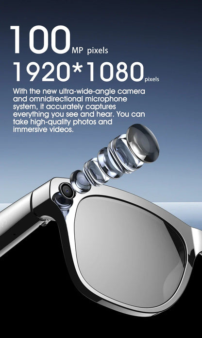 AI 4K Smart Camera Glasses Photochromic Travel Handsfree