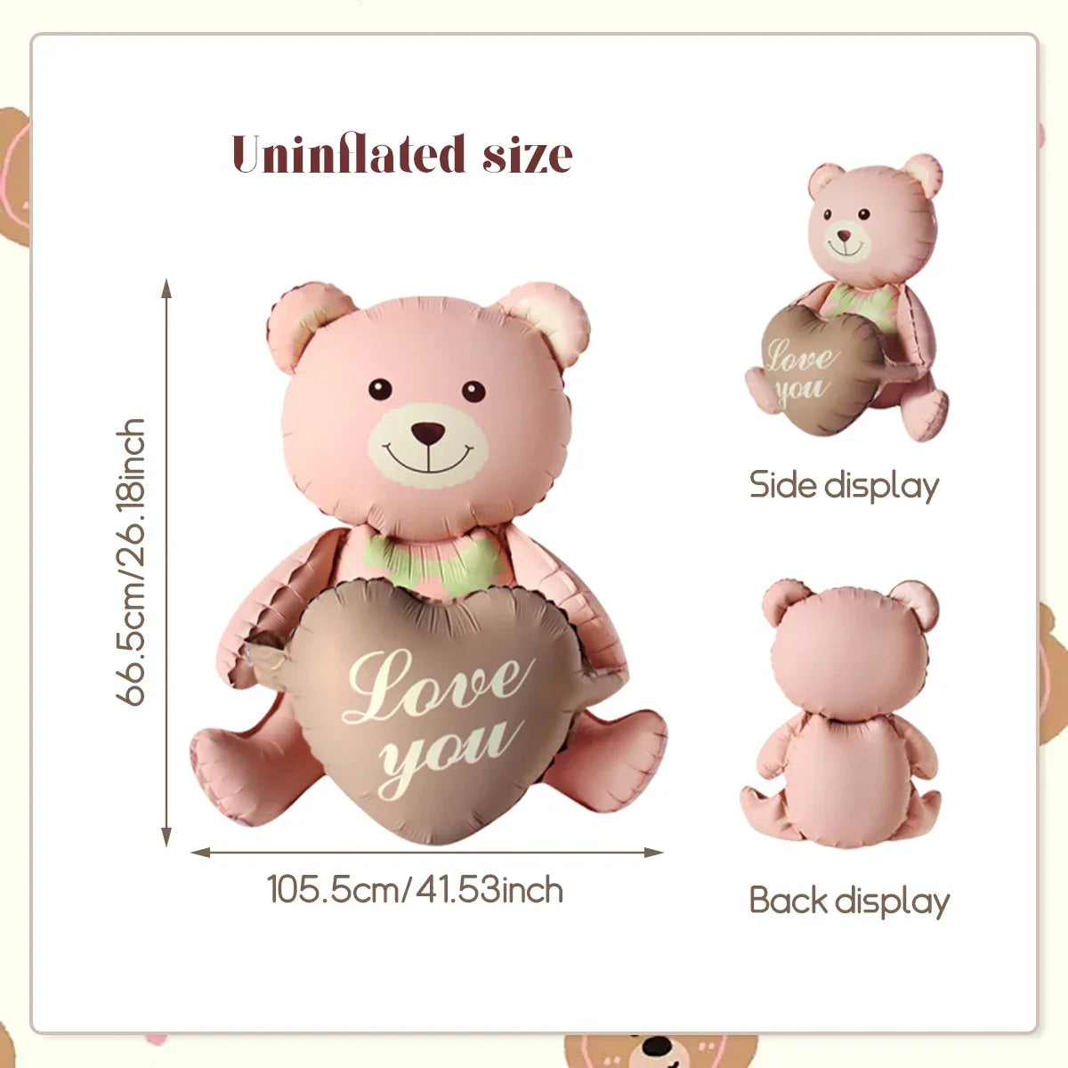 Bear 3D Balloon Foil Lying Cartoon Heart Design Birthday Party And Valentine Decor 2026 Gift