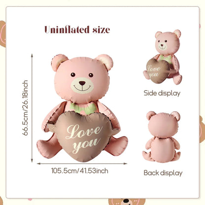 Bear 3D Balloon Foil Lying Cartoon Heart Design Birthday Party And Valentine Decor 2026 Gift