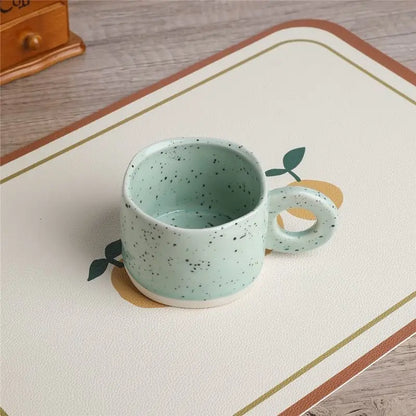 Ceramic Mug 300ml Porcelain Ring Handle Speckled Handmade Contemporary Coffee Cup Fall 2025 Cozy Gift