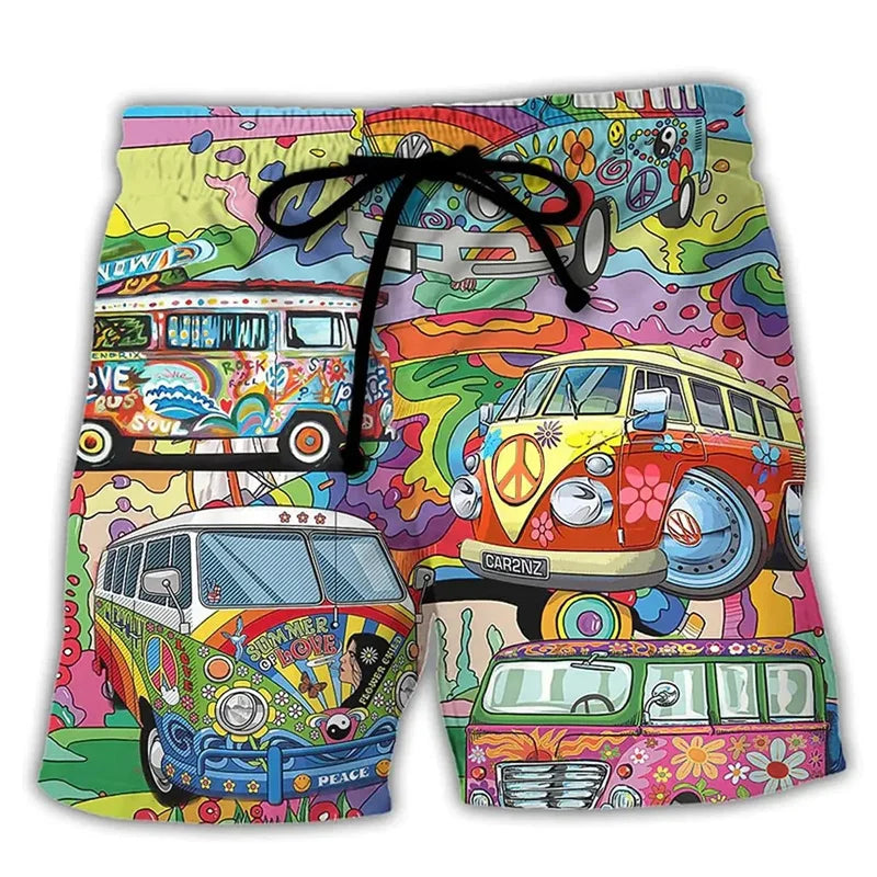 Trendy Swim Shorts for Men with Graffiti Print, Lightweight Quick-Drying Fabric, Adjustable Fit, Perfect for Summer Activities-5