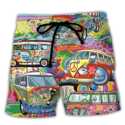 Trendy Swim Shorts for Men with Graffiti Print, Lightweight Quick-Drying Fabric, Adjustable Fit, Perfect for Summer Activities-5