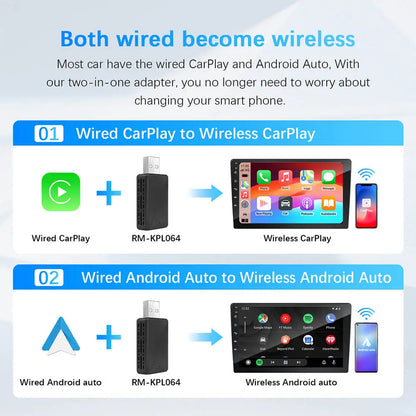 Wireless2025 Edition CarPlay AI Box 2in1 Android Auto Dongle Plug and Play Car Radio Upgrade 99 Percent Car Compatibility Fall
