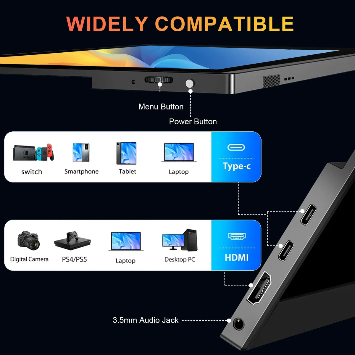 Travel-Friendly 15.6 Inch FHD IPS Gaming Monitor 3ms Speaker
