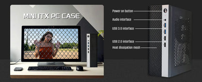 Mini ITX HTPC Case 1U PSU Support Mesh Travel-Friendly Household Theater