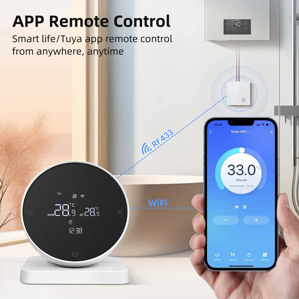 Smart2025 Edition Thermostat WiFi Temperature Controller for Water and Gas Boilers Two Piece Voice Assistant Compatible Fall
