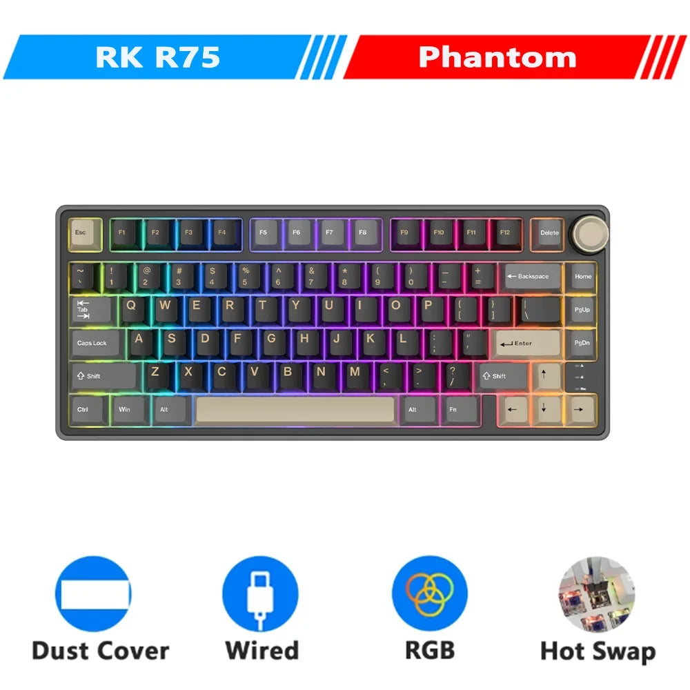 Keyboard Mechanical R75 Gasket 80Key RGB Hot Swap Spanish