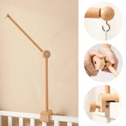 Crib Wooden Mobile Bracket Newborn Sensory Toys Soothing