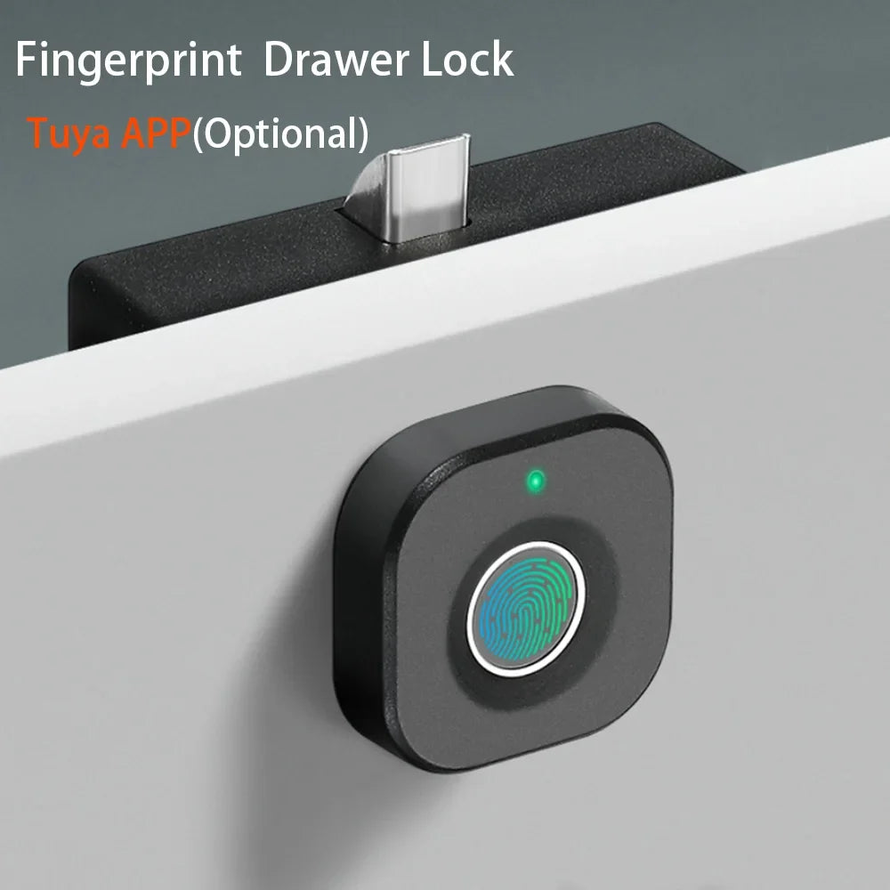 Cabinet Fingerprint Lock Black Keyless Smart Drawer Lock