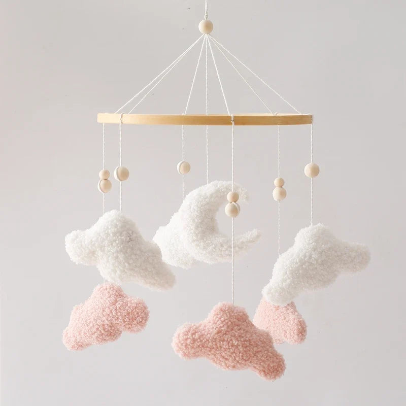 Crib Wooden Mobile Felt Bear Musical Newborn Sensory Toys