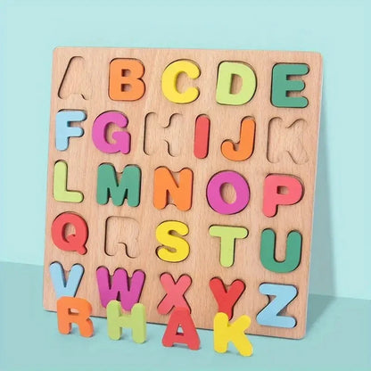 Wooden Colorful Alphabet Number Puzzle for Kids Educational Game