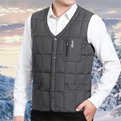 Light Men's Down Vest - V Neck, Polyester, Winter