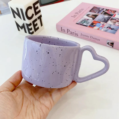 Ceramic Mug 300ml Porcelain Ring Handle Speckled Handmade Contemporary Coffee Cup Fall 2025 Cozy Gift