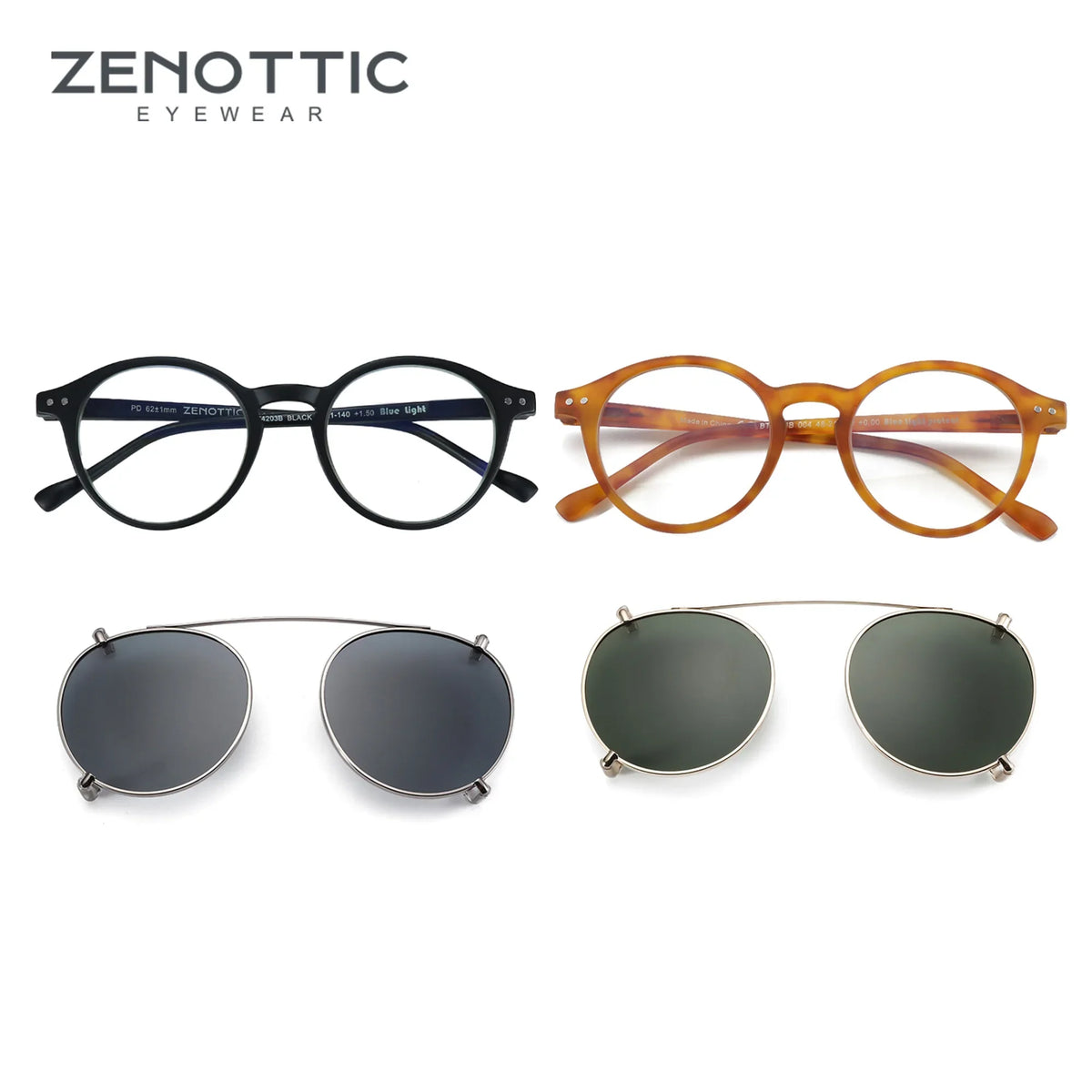 Clip2026 Edition On Sunglasses Retro Round Frames Anti Blue Light Polarizing Clip Ons Summer