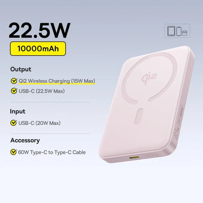 15W Cordless & 22.5W USB-C Charging for iPhone & Samsung 2026 – Qi2 Magnetic Power Bank 10000mAh