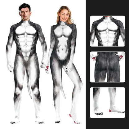 Costume Husky Bodysuit Unisex Couple Halloween Party
