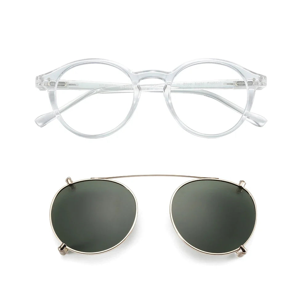 Clip2026 Edition On Sunglasses Retro Round Frames Anti Blue Light Polarizing Clip Ons Summer