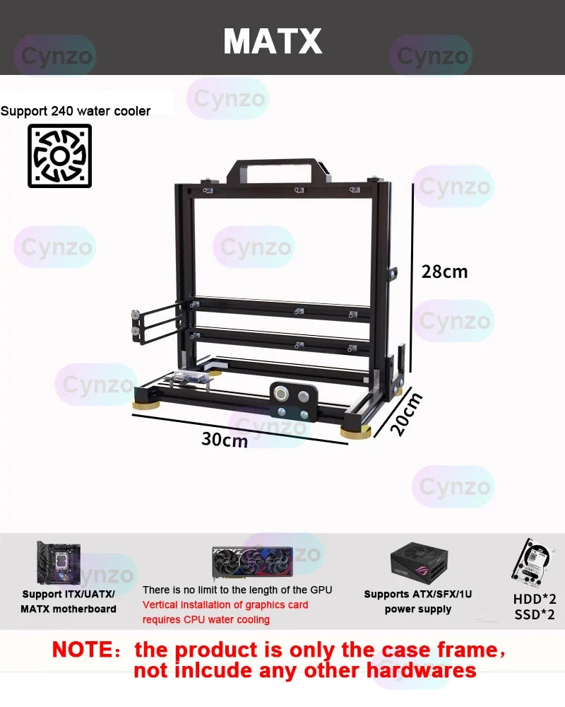Frame Open ATX PC Case Rack Modular Water Air Cooling