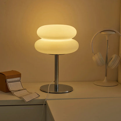 Lamp Table Cream Plastic Lampshade Mushroom Bedside Lamp Fall 2025 Tri Color Dimming USB LED Included Cozy Ambient