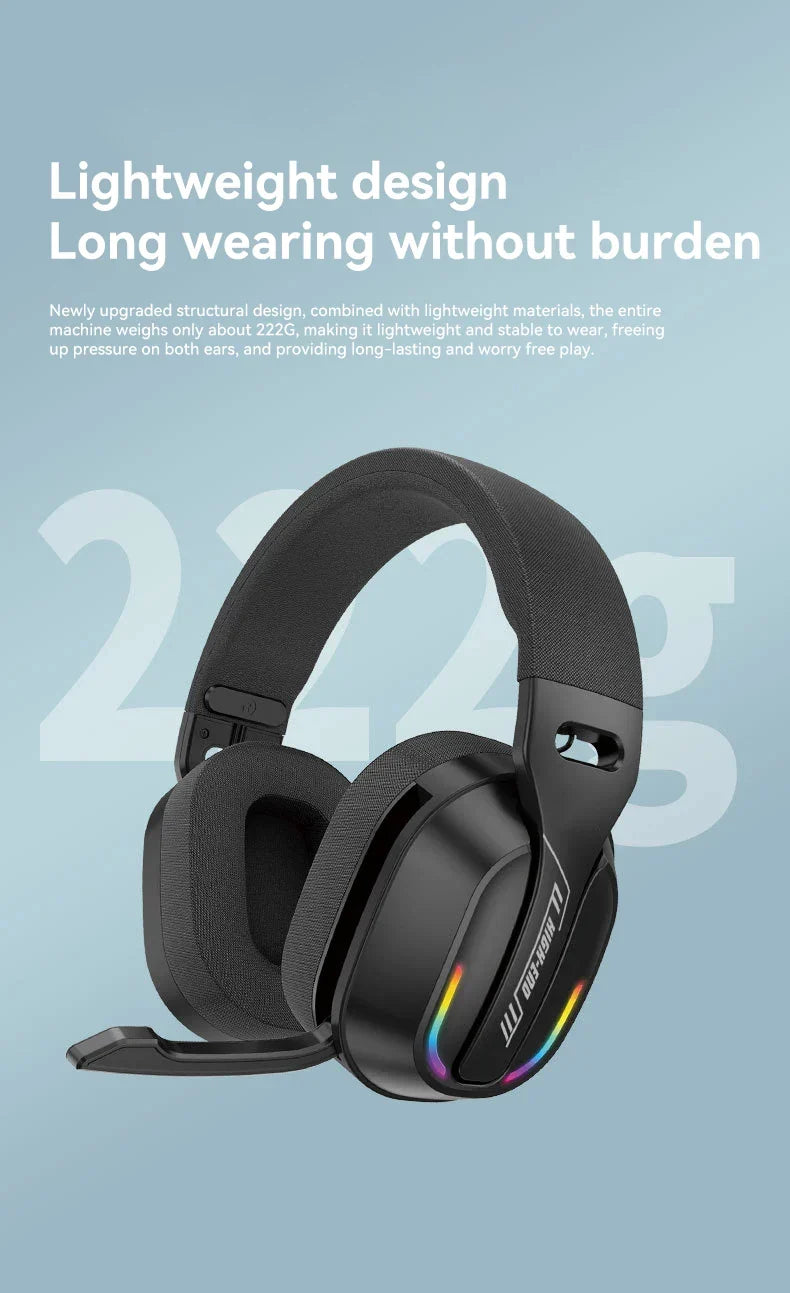 Gaming Headset Bluetooth 5.4 Cordless RGB Low Latency