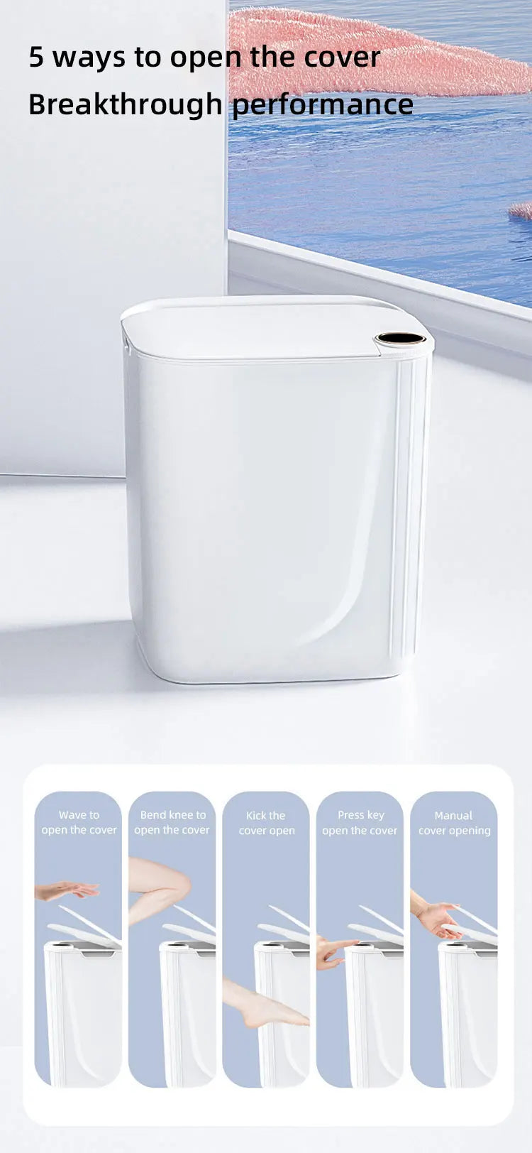 Smart Sensor Trash Can 20L Type C Battery-Powered Bathroom
