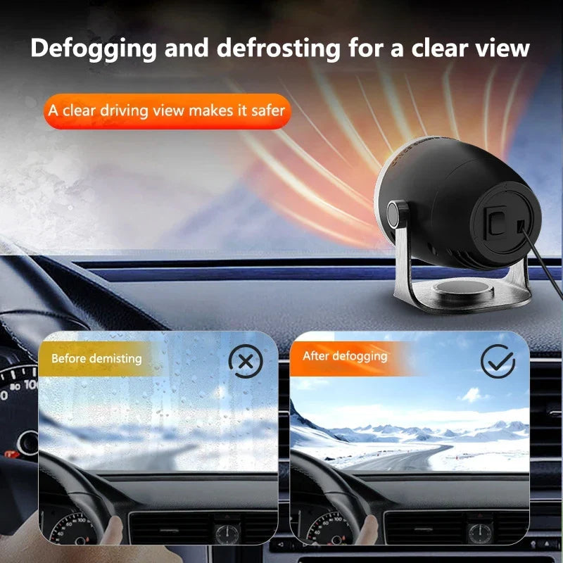 Travel-Friendly Vehicle Dashboard Climate Accessory, Winter 2025 Safer Driving – Car Heater 3-in-1 12V/24V Windshield Defroster Fan
