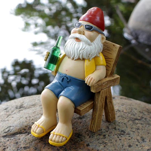 Gnome Garden Statue Sunbathing Dwarf Figurine Creative Outdoor Scene Decor For Summer 2026 Gift
