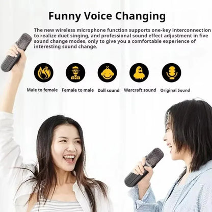 Bluetooth2025 Edition Speaker Karaoke System Travel-Friendly Cordless 10W With 2 Microphones Outdoor Party Sound Fall