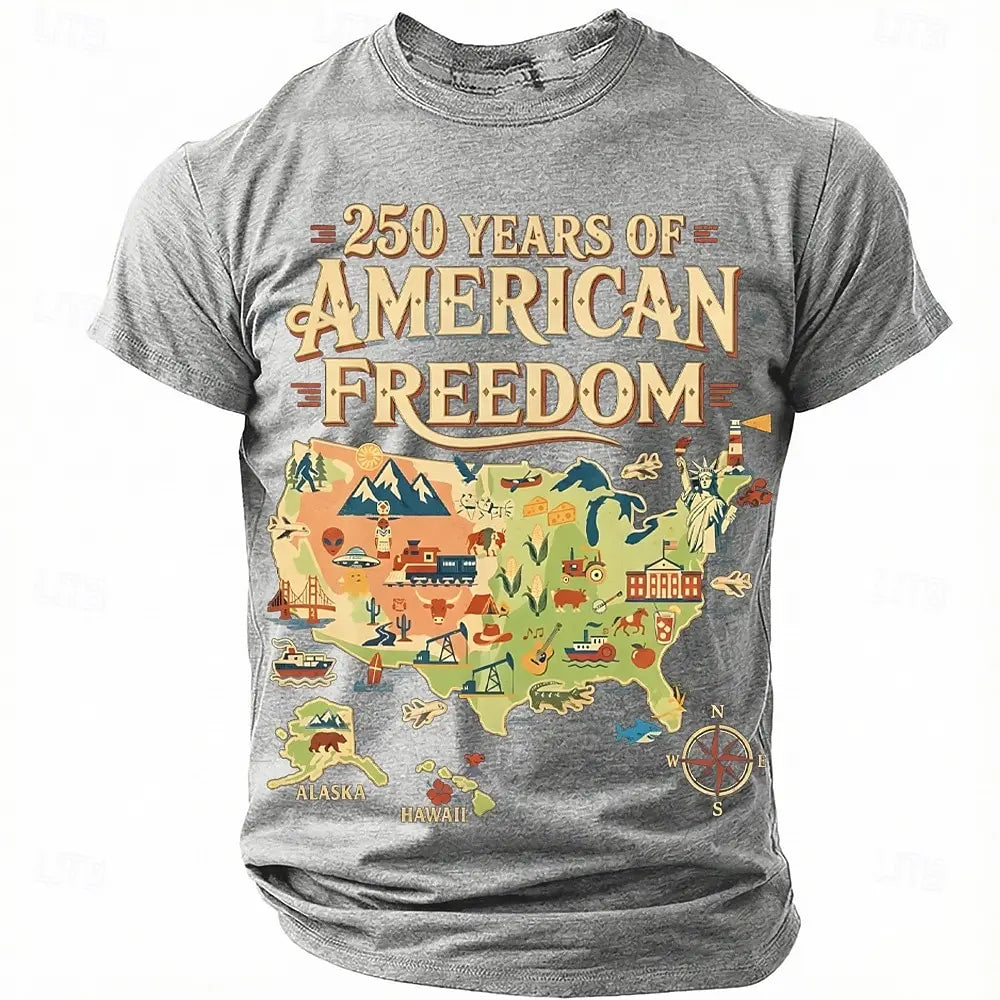 Plush unisex graphic tee - distressed flag print, 250-year design, durable cotton, casual everyday wear