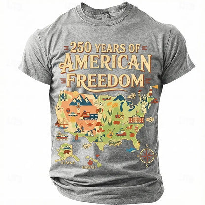 Plush unisex graphic tee - distressed flag print, 250-year design, durable cotton, casual everyday wear
