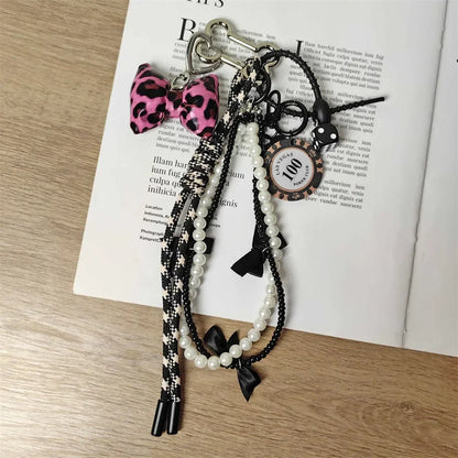 Rope Braid Bag Charm Leather Dachshund Keychain Aesthetic