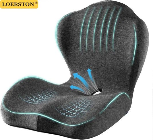 Comfort-Grip Lumbar Support for Office Chair and Car, Stress Relief – Memory Foam Seat Cushion
